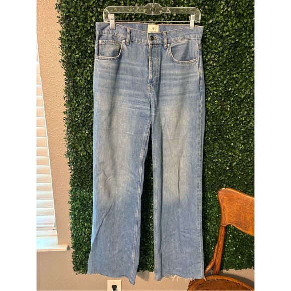 Anine Bing High Rise Jeans Wide Leg Raw Hem Size 27 - Picture 1 of 7